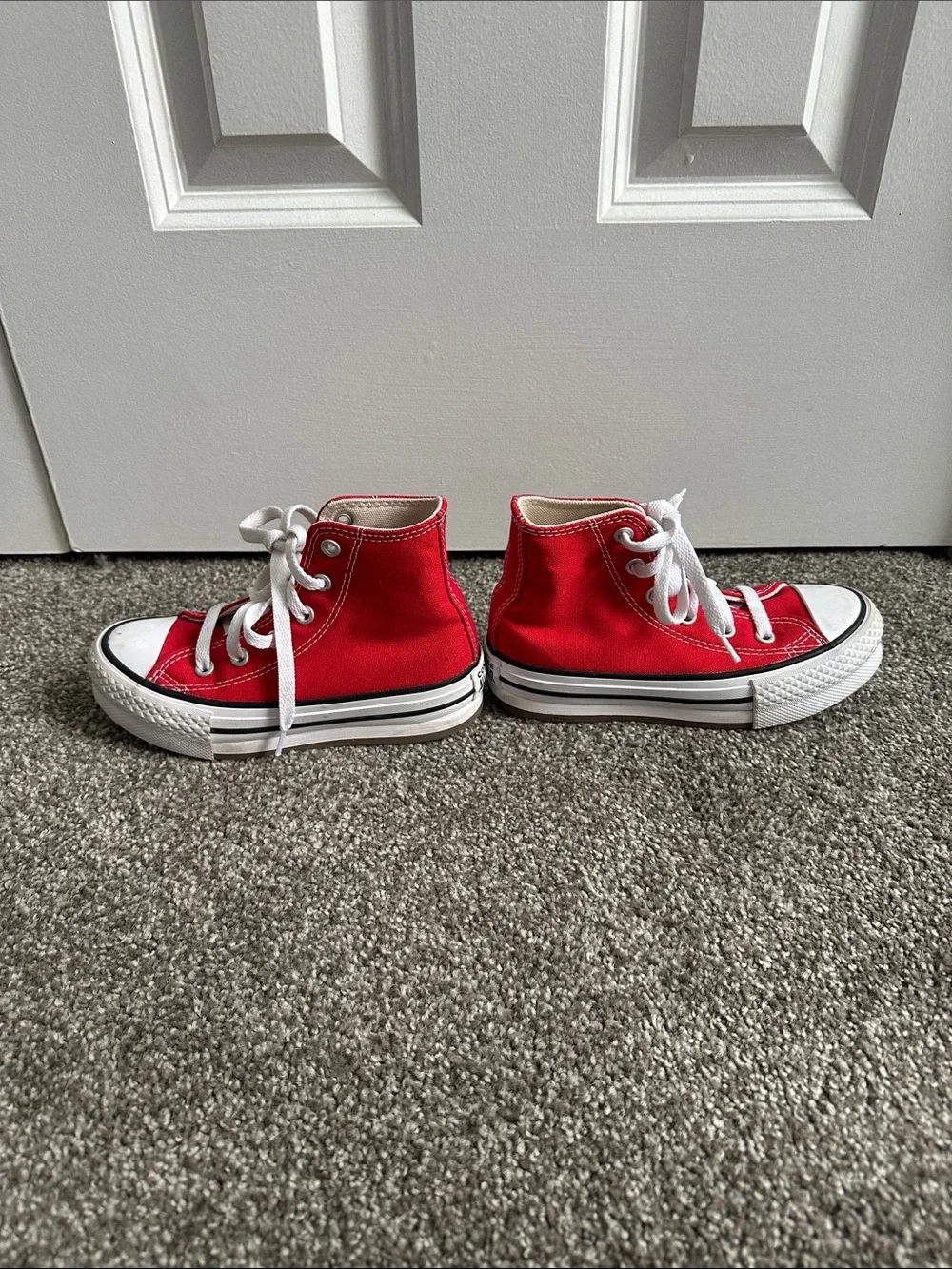 Converse Kids Red Canvas High-Top Sneakers with White Accents